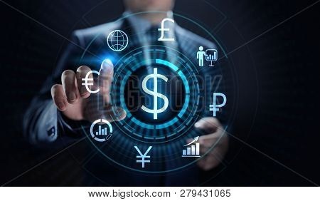 Dollar Icon On Screen. Currency Trading Rate Forex Business Concept.