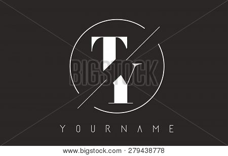 Ty Letter Logo With Cutted And Intersected Design And Round Frame Vector Illustration