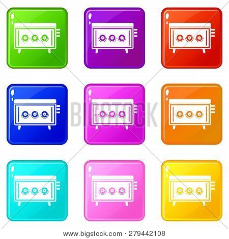 Cd Changer Icons Of 9 Color Set Isolated Illustration