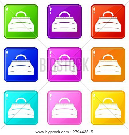 Carpetbag Icons Of 9 Color Set Isolated Illustration