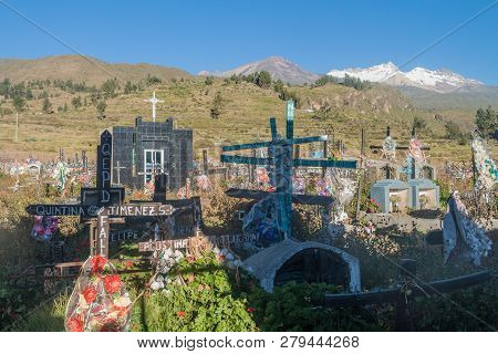Cabanaconde, Peru - May 28, 2015 Cemetery In Cabanaconde Village Peru