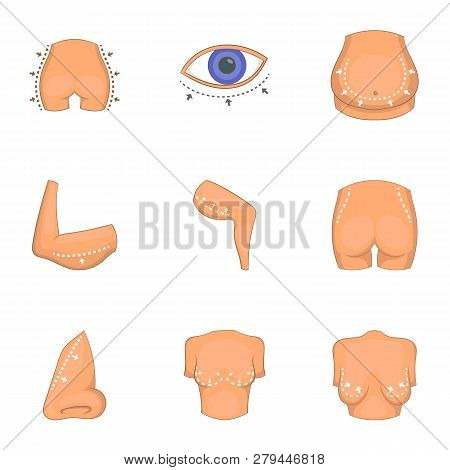 Ideal Body Shape Icon Set. Cartoon Set Of 9 Ideal Body Shape Icons For Web Isolated On White Backgro