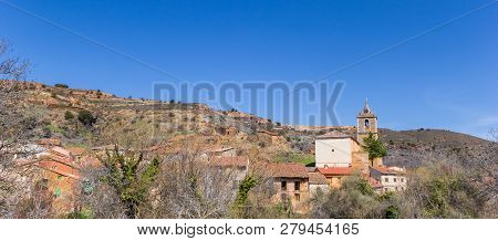 Panorama Of Santibanez De Ayllon Village In Castilla Y Leon, Spain