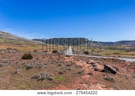 Rural Road Through The Landscape Of Castilla Y Leon Near Atienza, Spain