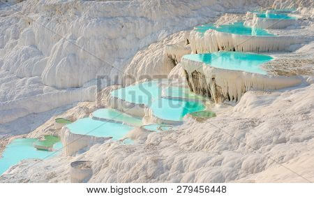 Pamukkale, Natural Pool With Blue Water, Turkey Tourist Attraction