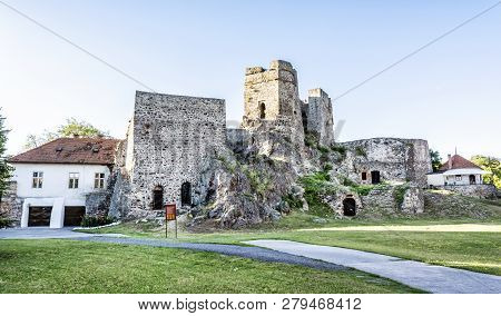 Ruins Of Levice Castle, Slovak Republic. Architectural Theme. Travel Destination.