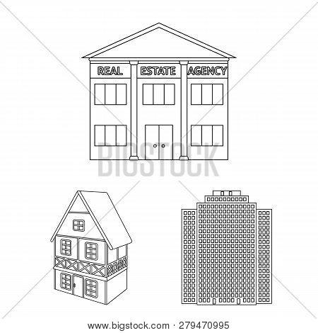 Vector Design Of Building And City Sign. Set Of Building And Business Stock Vector Illustration.