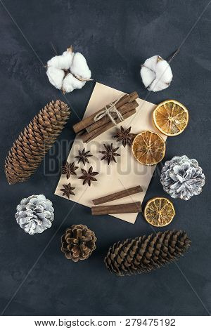 Conceptual Photo Of A Christmas Gifts On Concrete Background.