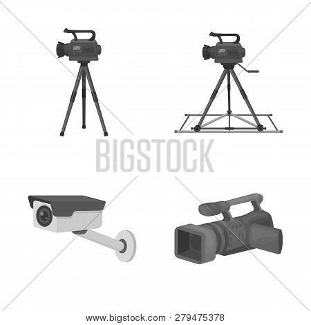 Vector Illustration Of Camcorder And Camera Logo. Collection Of Camcorder And Dashboard Stock Vector