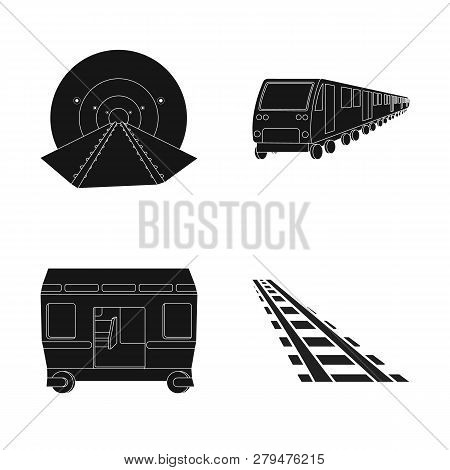 Vector Illustration Of Railroad And Train Icon. Collection Of Railroad And Way Stock Vector Illustra