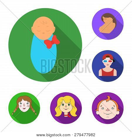 Vector Design Of Girl And Boy  Sign. Set Of Girl And School Stock Vector Illustration.