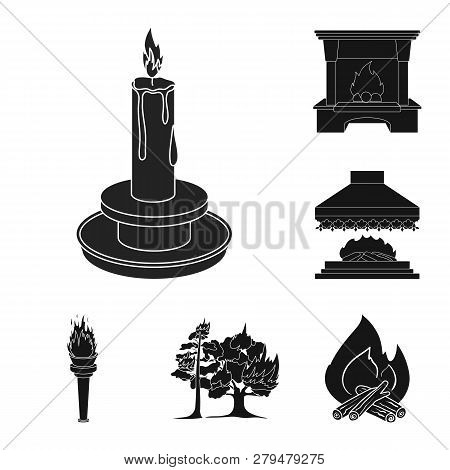 Vector Design Of Fire And Flame Sign. Set Of Fire And Fireball Stock Vector Illustration.