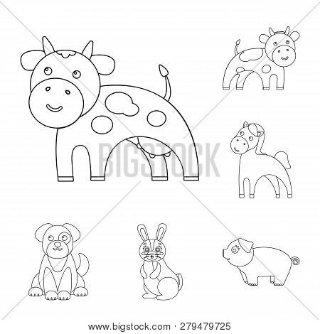 Vector Illustration Of Animal And Habitat Symbol. Set Of Animal And Farm Vector Icon For Stock.