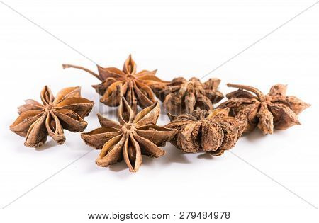 Image Of Aniseed Verum On White Background Closeup