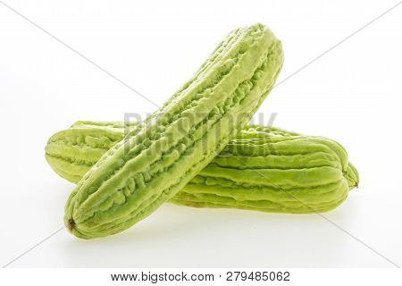 Bitter Melon Vegetables Isolated On White Background
