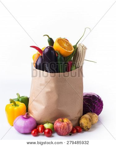 Image Of Colorful Fruits And Vegetables Background