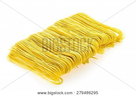 Dry Chinese Noodles Isolated On White Background
