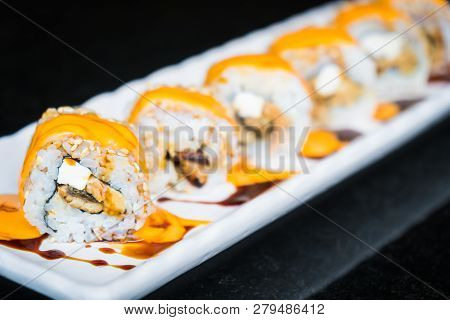 Eel Sushi Roll Maki With Cheese - Japanese Food Style