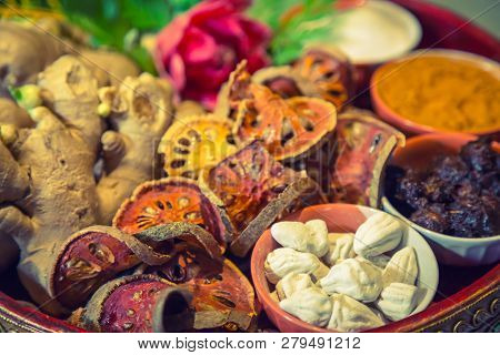 Spa Therapy Ingredients ( Filtered Image Processed Vintage Effect. )