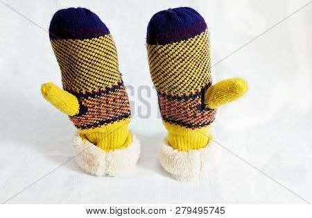 Knitted Insulated Mittens.
