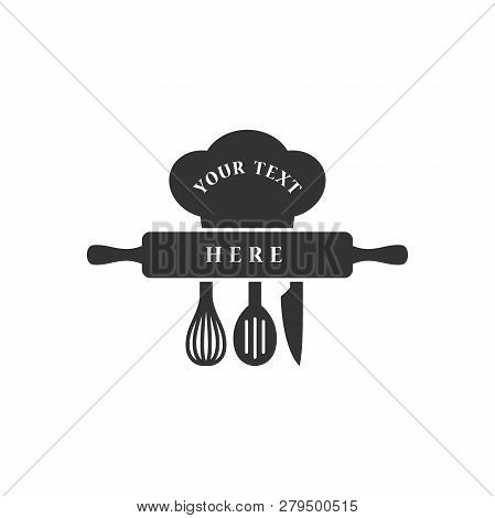 Restaurant Business Vector Logo Design. Black Isolated Cooking Company Trademark Logo Stamp Of Rolli