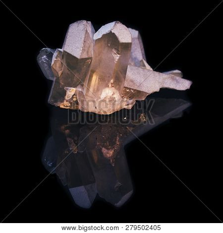 Natural Splice Of Rhinestone Crystals On Black Background With Reflection