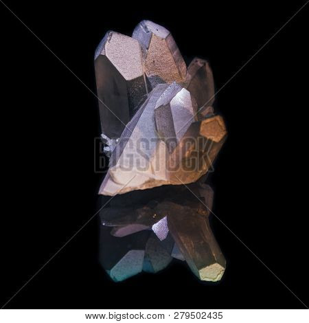 Natural Splice Of Rhinestone Crystals On Black Background With Reflection
