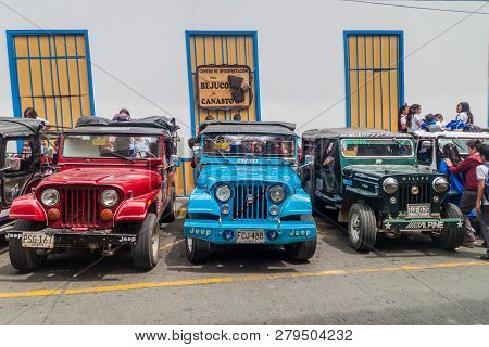 Filandia, Colombia - September 7, 2015: Jeeps Are An Important Part Of Rural Transportation In Colom
