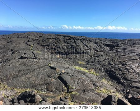 Hawaii Volcanoes National Park With Lava And Ocean
