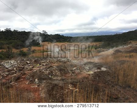 Volcano Steam Vents In Volcanoes National Park