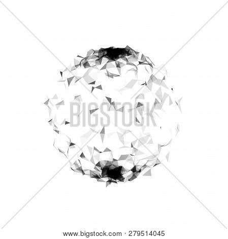 Abstract 3d Sphere Made Of Points. Futuristic Technology Style. Background Vector. Plexus Effect. Ve