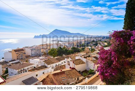 Altea white village skyline in Alicante at Mediterranean Spain