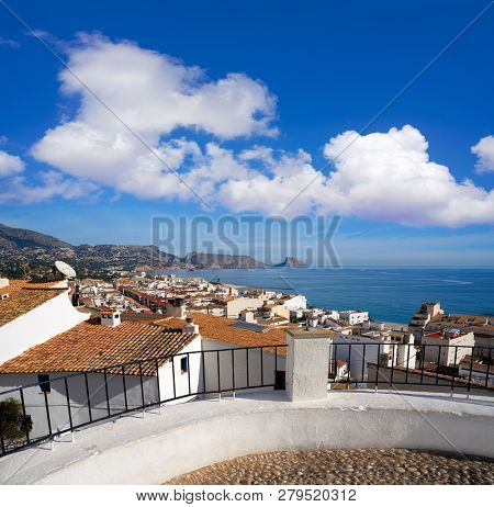 Altea white village skyline in Alicante at Mediterranean Spain