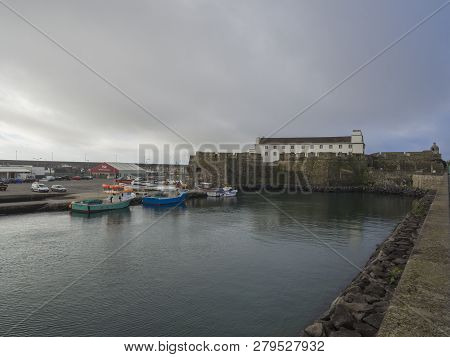 Portugal, Ponta Delgada Sao Miguel, Azores, December 21, 2018: Forte De Sao Bras In Ponta Delgada Vi