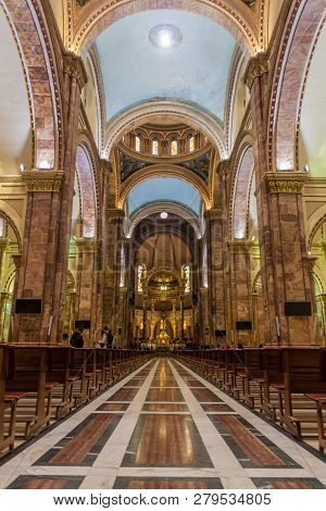 Cuenca, Ecuador - June 17, 2015: Interior Of New Cathedral Catedral De La Inmaculada Concepcion , Cu