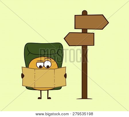 Humor Cartoon Burger Food Delivery Looking Map