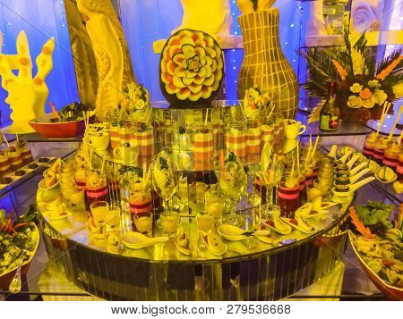 Sharm El Sheikh, Egypt - December 31, 2018: The Food In The Buffet Restaurant At Xperience Sea Breez
