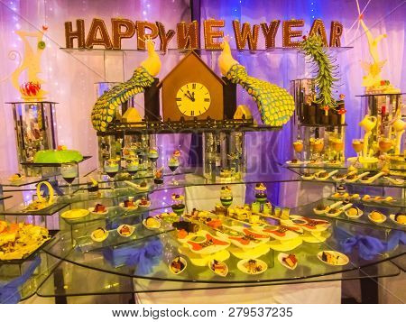 Sharm El Sheikh, Egypt - December 31, 2018: The Food In The Buffet Restaurant At Xperience Sea Breez