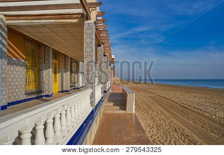 Guardamar del Segura beach houses in Alicante of Spain at Costa Blanca
