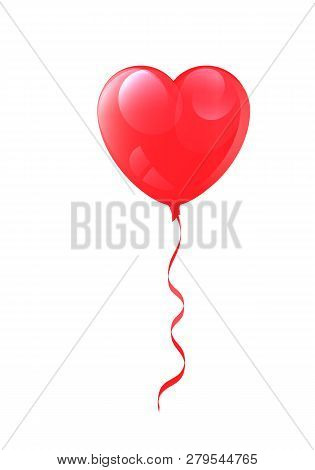 Vector Drawing Of A Heart Shaped Balloon On A White Background