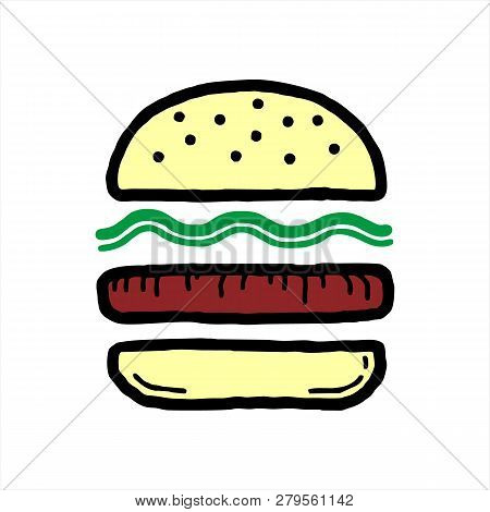 Burger Icon Isolated On White Background. Burger Icon Simple Sign. Burger Icon Trendy And Modern Sym