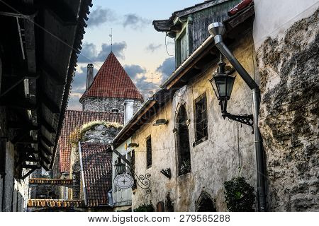 Tallinn, Estonia - September 8 2018: The Medieval Architecture Of Katariina Käik, Or St. Catherine P