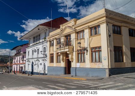 Cajamarca, Peru - June 8, 2015: View Of A Street In Cajamarca Peru