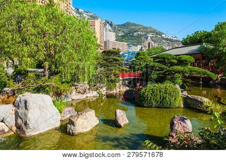 Japanese Garden Or Jardin Japonais Is A Municipal Public Park In Monte Carlo In Monaco