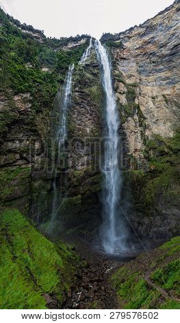 Catarata De Gocta, One Of The Highest Waterfalls In The World 771 M In Two Cascades , Northern Peru.