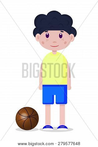 Vector Drawing Of A Teen Basketball Player With Ball
