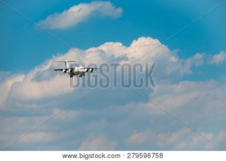 Zurich, Switzerland - July 19, 2018: EasyJet Airline Company airplane preparing for landing. EasyJet Airline Company Limited is a British low-cost carrier airline headquartered at London Luton Airport