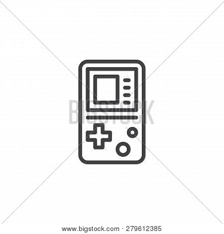 Portable Video Game Console Line Icon. Linear Style Sign For Mobile Concept And Web Design. Handheld