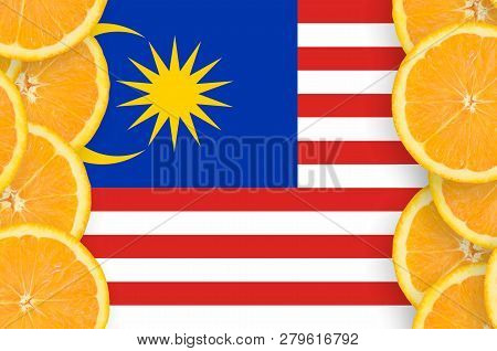 Malaysia Flag  In Citrus Fruit Slices Vertical Frame