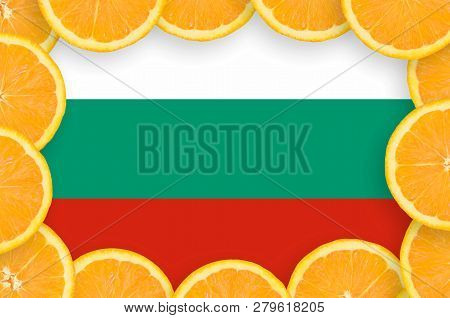 Bulgaria Flag  In Fresh Citrus Fruit Slices Frame